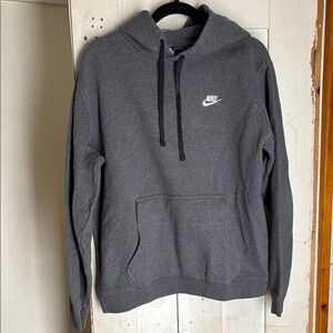 Nike Gray Pullover Hoodie with Ribbed Cuffs
